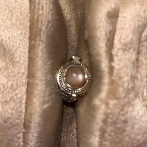 925 silver Peach Moonstone Poison Ring size ~7.5